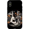 Librarian Ghost Book Lover Custodia per iPhone X/XS Ghost Reader Book Lover Black Cat Cozy Library Moon