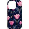 Floral Aesthetic Flower Botanical Gifts Custodia per iPhone 14 Pro Rosa Viola Tulipani Notte Scuro Fiori Di Mezzan