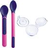 MAM Heat Sensitive Spoons & Cover, Posate Svezzamento, Cambiano Colore con il Calore, con Custodia Portaposate, Rosa