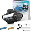 Interfono Moto Singolo, H2S Auricolare Casco Moto 1000M Sistema Di Comunicazione