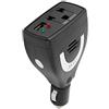 Bediffer CARICABATTERIE USB CONVERTITORE INVERTER DI ALIMENTAZIONE PER AUTO - 75W DC12V a AC 220V - TOUR CON GUIDA AUTONOMA E LAVORO SUL CAMPO - DISPOSITIVI DIGITALI - PORTATILE ED