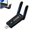 Ouitble Chiavetta USB WLAN 1200Mbps 2.4GHz/5GHz USB 3.0 Dual Band WiFi Stick Adattatore WLAN con 2 x 5dBi Antenna CD per Wins XP 7 8 8.1 10