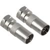 POPPSTAR 2x Adattatore SAT coassiale (spina F, 1x connettore IEC, 1x presa IEC), per cavo antenna, argento