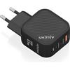 AISENS Caricabatterie GaN 65W 2x USB C PD3 0 QC4 0 1x USB A QC3 0 Nero