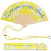 Fisura - Ventaglio Originale con Scritta "El verano se pasa volando", Ventaglio in Legno Moderno e Colorato Giallo, Ventaglio a Mano con Laccetto Incluso, Idea Regalo Divertente, 42,5 x 23 cm