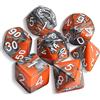 QMAY DND Dice Set di Dadi Poliedrici - 7 Pezzi per Dungeons and Dragons MTG RPG D&D D20, D12, D10, D%, D8, D6, D4 (Arancione e Argento)