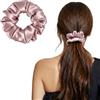 ZLYC Anelli per capelli da donna e ragazza, 100% seta, in pura seta di gelso, 19 momme (tinta unita, rosa polvere pallido), 3,5 cm