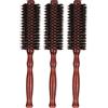 Fyearfly Spazzola Setole Cinghiale, 3 Pcs per Capelli in Setole di Cinghiale Rotonda, per Styling di Capelli e Barba, per Massaggio del Cuoio Capelluto, Riducendo la Rottura dei Capelli
