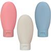 Hohopeti Flaconi da Viaggio in Silicone Comprimibili 3 Pezzi da 60 Ml, Dispenser Cosmetici Portatili Anti-perdite per Shampoo e Lozione, Contenitori Ricaricabili per Viaggio e Palestra