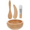 GANAZONO Set Maschere Viso in Legno Naturale Ciotola, Pennello, Bastoncino e Cucchiaio, Kit Completo per Preparazione Maschere Idratanti e Pulizia Viso a Casa e Salone Stili multipli