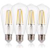 FLSNT Lampadina E27 Equivalente 40 W, 4 W, ST58 LED, Edison E27 vintage, lampadine LED interne E27, 470 lm, 2700 K, bianco caldo, non dimmerabile, confezione da 4