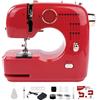 LetCartMaker Mini macchina da cucire elettrica, 16 punti, macchina da cucire multifunzione domestica con doppio ago, set da cucito portatile per principianti, fai da te e trapuntatura