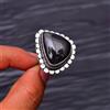 Fatto a mano Anello gioiello in argento sterling 925 con pietra preziosa ossidiana lucida ...