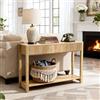 VEVOR Tavolino Console da Ingresso con Cassetti e Vano Portaoggetti, Rettangolare Stretto in MDF e Truciolato per Corridoio, Camera da Letto, Soggiorno, Ingresso, 120 x 30 x 80 cm Legno Naturale