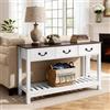 VEVOR Tavolino Console da Ingresso con Cassetti e Vano Portaoggetti, Rettangolare Stretto in MDF e Truciolato per Corridoio, Camera da Letto, Soggiorno, Ingresso, 120 x 30 x 80 cm Bianco