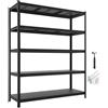 VEVOR Scaffale per Garage, Scaffale in Metallo Portaoggetti, 5 Ripiani Regolabili, Capacità 1360,8 kg, Scaffalatura Multiuso, per Officina, Magazzino, Cantina e Bagno, 151,1 cm Lx52,2 cm Px181,3 cm A