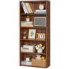 VEVOR Libreria Sottile a 5 Ripiani, Libreria Aperta in Legno 134,5 cm con Ripiano Regolabile in Altezza, Espositore da Pavimento Alto Autoportante, Scaffale per Biblioteca, Soggiorno, Ufficio, Marrone