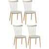 HOMCOM Set di 4 sedie stile scandinavo schienale alto seduta in polipropilene gambe in faggio 48 x 52,5 x 83 cm grigio