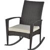 Outsunny Poltrona a Dondolo con Cuscino d'Assise Sfoderabile, Effetto Rattan, in Resina Intrecciata, 66x88x98 cm, Marrone | Aosom Italy