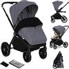 Lionelo Mika Plus All-Terrain - Passeggino leggero per bambini da 6 a 48 mesi fino a 22 kg, sedile reversibile, impermeabile, baldacchino UPF50+, sospensione anteriore e posteriore, grande cestino per