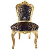 CasAmin Home & Living Sedia da pranzo fatta a mano in stile francese Louis barocco con motivo leopardato e finitura oro per la decorazione della casa in sala da pranzo