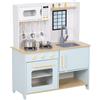 Cucina giocattolo per bambini con fornelli e armadietti, in acciaio, legno e pp, 72x33x85.2 cm, blu e bianco