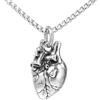 OAKKY personalità retrò Cool Solido 3D Organo Anatomico Cuore Ciondolo Amuleto Collana Uomo in Acciaio Inox Stile Medaglione con Catena
