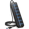 Joskeijky Splitter Hub USB 7 Porte Adattatore USB 3.0 Multi-Hub Adattatore di Alimentazione USB a Più Porte con Interruttori e Indicatori