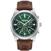 Timberland Northbridge Orologio multifunzione da uomo - Cassa argento, Quadrante verde, Cinturino in pelle marrone, 45mm, TDWGF0041206