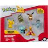 Pokémon PKW3614 Battle Figure Multipack - Confezione da 6 personaggi ufficiali Pikachu, Pottrott, Milza, Sheinux, Evoli & Machollo, 5 cm