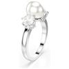 Swarovski Anello cocktail Matrix, Crystal Pearl, Taglio Round, Bianco, Placcato rodio