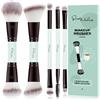 Start Makers Set di Pennelli Make Up Trucco 5 Pezzi con Fondotinta, Cipria, Contour, Fard e Ombretti - Pennelli Doppi Vegani, Ideale per Viaggio con Scatola Regalo (Azzurro Chiaro)