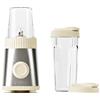 Guzzini, Sous Chef, Frullatore On-the-Go con Due Bicchieri Ermetici, 600ml e 300ml, Doppia Lama in Acciaio Inox, Funzione Pulse, Due Velocità, Bio-based (Cream)