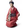 NAO Porcelain Nao Statua in Porcellana Decorando Il Mazzo Di Fiori H34 cm