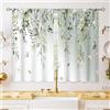 oolygoo - Tende per finestre di cucina con fiori, in stile country, tende corte per bagno, finestre piccole, motivo: foglie, fiori, farfalle, verde salvia, 70,9 x 99 cm
