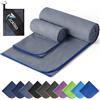 Jokisa 2 Set Asciugamano Microfibra (180x90cm Telo Grande+100x50cm Telo Palestra),Asciugatura Rapida e Senza Sabbia Telo Mare,Asciugamani Palestra Adatto per Fitness,Spiaggia，Blu scuro - Blu