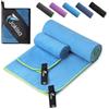 Jokisa 2 Set Asciugamano Microfibra (180x90cm Telo Grande+100x50cm Telo Palestra),Asciugatura Rapida e Senza Sabbia Telo Mare,Asciugamani Palestra Adatto per Fitness,Spiaggia，Blu medio - Verde