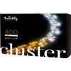 Twinkly Cluster 400 LED Bianchi, Striscia Densa di Luci LED per Esterno e Interno, Luci LED Smart Multicolore, Compatibile con Alexa e Google Home, Gaming, IP44, Controllo App, Filo Nero, 6m