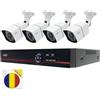 PNI Pacchetto di sistema di videosorveglianza AHD PNI House PTZ1500 da 5 MP, con DVR, 4 telecamere e bandiera adesiva inclusa.