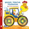Carlsen Baby Pixi (unkaputtbar) 115: Bagger, Traktor, Feuerwehr: Mein erstes Gucklochbuch | Ein Baby-Buch zum Spielen ab 12 Monaten
