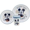 STOR Set Pappa Bimbi Antiscivolo Topolino - 3 Pezzi Piatto Ciotola Bicchiere 260ml - Plastica Senza BPA Microonde - Disney Baby