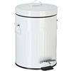 Relaxdays Pattumiera Vintage con Pedale, Cestino per la Spazzatura per Bagno e Cucina, 5 Litri, Bianco