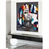 GILDE Quadro decorativo grande da parete per soggiorno, grande - Stampa su tela da donna - Quadro rettangolare da parete 3D - grigio colorato 90 x 120 cm