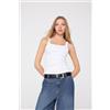 Tezenis Canotta Cotone Costine Con Strass Donna Bianco