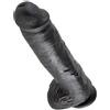 King Cock,Pipedream King Cock 11″ - Pene Nero Con Testicoli 28 Cm