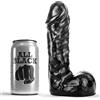 All Black Grande Dildo Realistico Con Testicoli Nero All Black 19 Cm