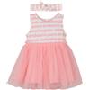 Nene Shop VESTITO NEONATA BAMBINA BIO CON GONNA IN TULLE E FASCIA PER CAPELLI CORALLO DA 3 MESI A 2 ANNI
