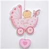 Nene Shop QUADRETTO IN LEGNO CARROZZINA - PER CAMERETTA BAMBINA ROSA