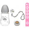 Kiokids SET REGALO BIBERON NEONATO - CIUCCIO IN SILICONE - CATENELLA PORTACIUCCIO 6+