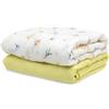 Kiokids SET 2 COPERTINE NEONATO IN MUSSOLA DI BAMBOO 120X120 CM - GIALLO